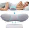 imageRESTCLOUD Adjustable Lumbar Support Pillow for Sleeping Memory Foam Back Support Pillow for Lower Back Pain Relief and Sleeping Lumbar Support Pillow for Bed and ChairMoon Grey
