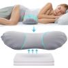imageRESTCLOUD Adjustable Lumbar Support Pillow for Sleeping Memory Foam Back Support Pillow for Lower Back Pain Relief and Sleeping Lumbar Support Pillow for Bed and ChairMoon Grey