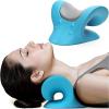 imageRESTCLOUD Comfortable Neck Stretcher for Neck Pain Relief Neck and Shoulder Relaxer Cervical Neck Traction Device for TMJ Pain Relief and Muscle Relax Cervical Spine Alignment Chiropractic PillowBlue
