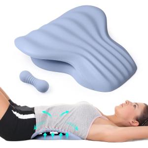 imageRESTCLOUD Back Stretcher for Back Pain Relief Lower Back Stretcher Back Stretching Cushion Lumbar Stretcher Device Helps with Spinal Stenosis Herniated Disc Sciatica NerveHaze Blue