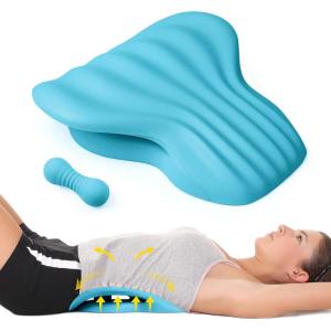 imageRESTCLOUD Back Stretcher for Back Pain Relief Lower Back Stretcher Back Stretching Cushion Lumbar Stretcher Device Helps with Spinal Stenosis Herniated Disc Sciatica NerveSky Blue