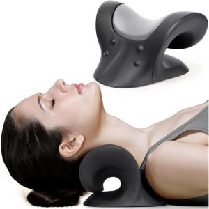 imageRESTCLOUD Comfortable Neck Stretcher for Neck Pain Relief Neck and Shoulder Relaxer Cervical Neck Traction Device for TMJ Pain Relief and Muscle Relax Cervical Spine Alignment Chiropractic PillowBlack